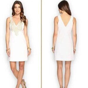 LILLY PULITZER Resort White Largo shift dress with gold embroidered trim